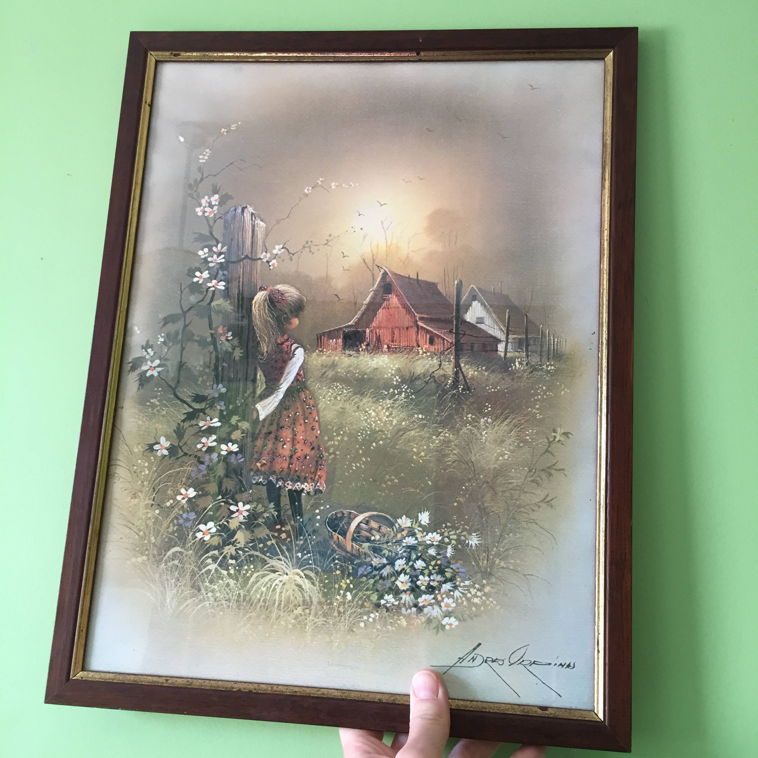 FP16 絵画 額絵 プリント画 アンティーク調 水辺の家と少女 サイン有り 修復されたフェルメール《窓辺で手紙を読む女》と対面
