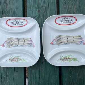 Two French Asparagus Plates Serving Dish Bistro Auteuil