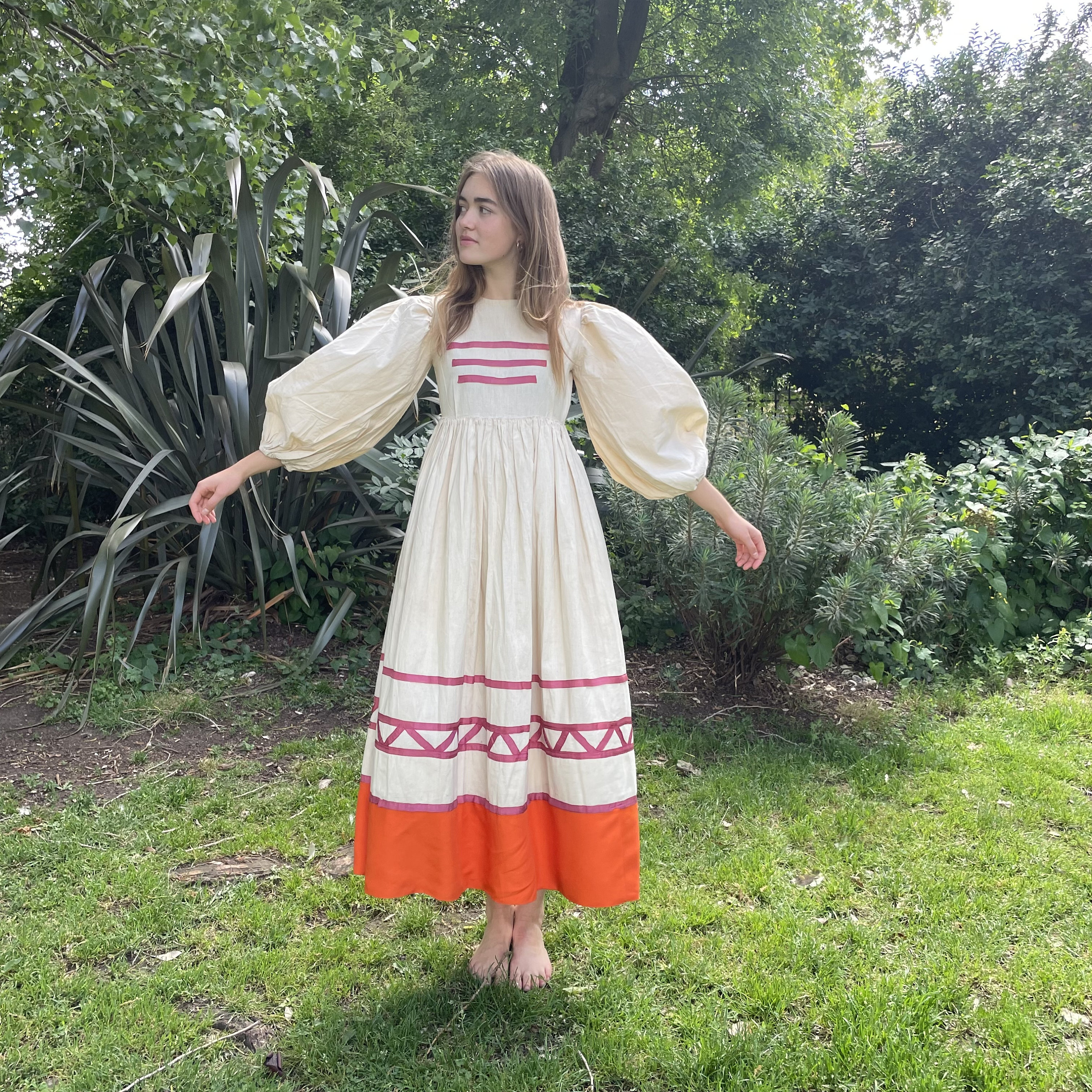 French Folk Dress Maxidress Long Linen Dress UK 6/8 - Etsy