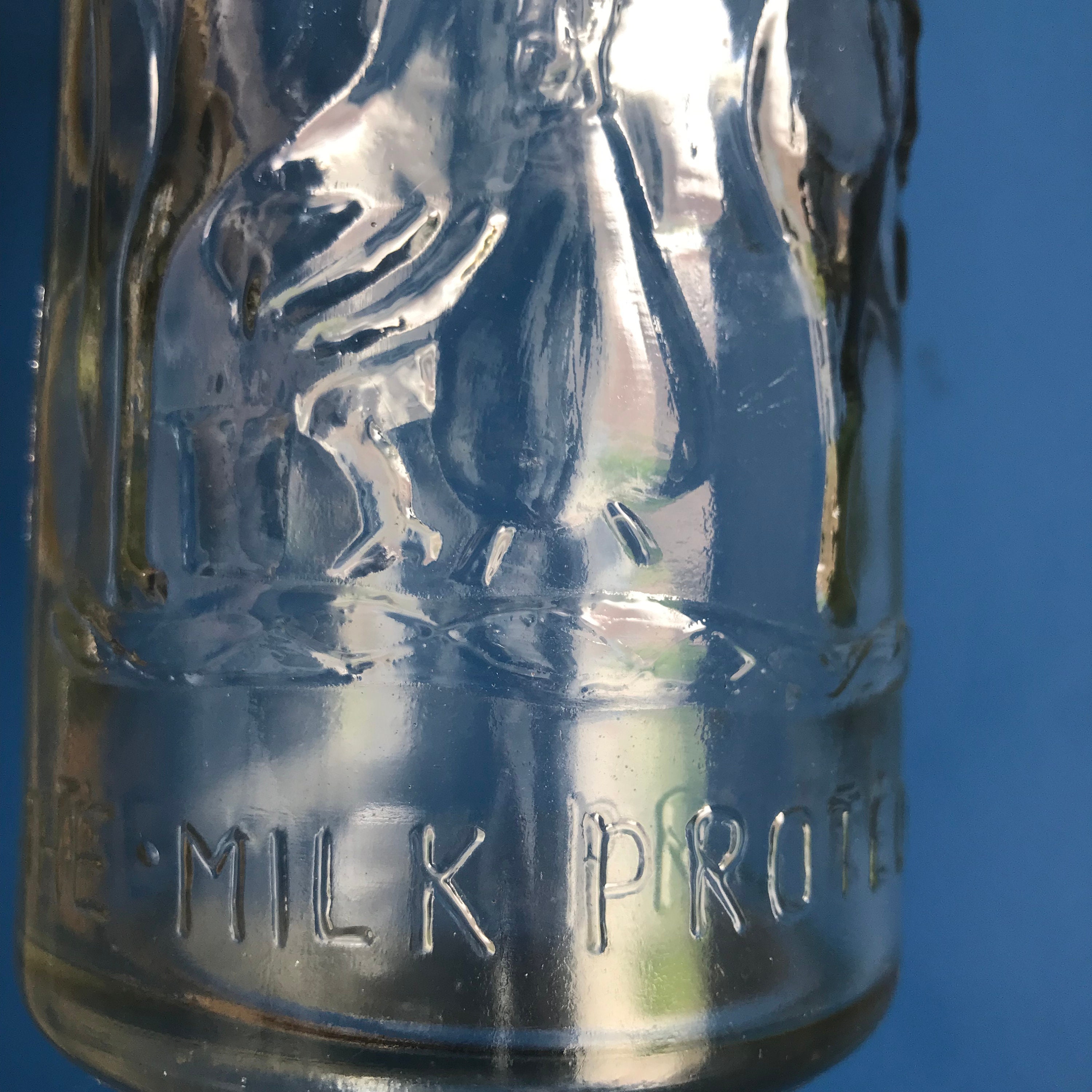 Milk Glass Bottle Cow Motif. 1 Litre. Etsy
