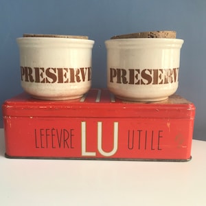 Two Ceramic Jars with Cork Lid, Preserve Jam