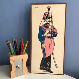 Military Imperial Guard Artillery French Soldier Image d&#39;Epinal lithograph Imagerie d&#39;Epinal Pellerin. Pub Decor. 19th Century French Print.