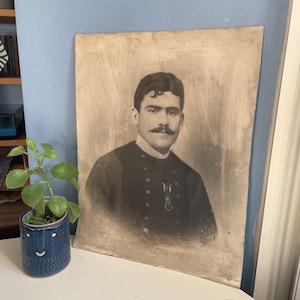 Early 20th Century French Photographic Portrait Man with Moustache