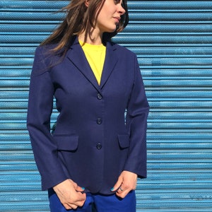 Dark Blue Tailor Jacket Women Size 42 14. Wool
