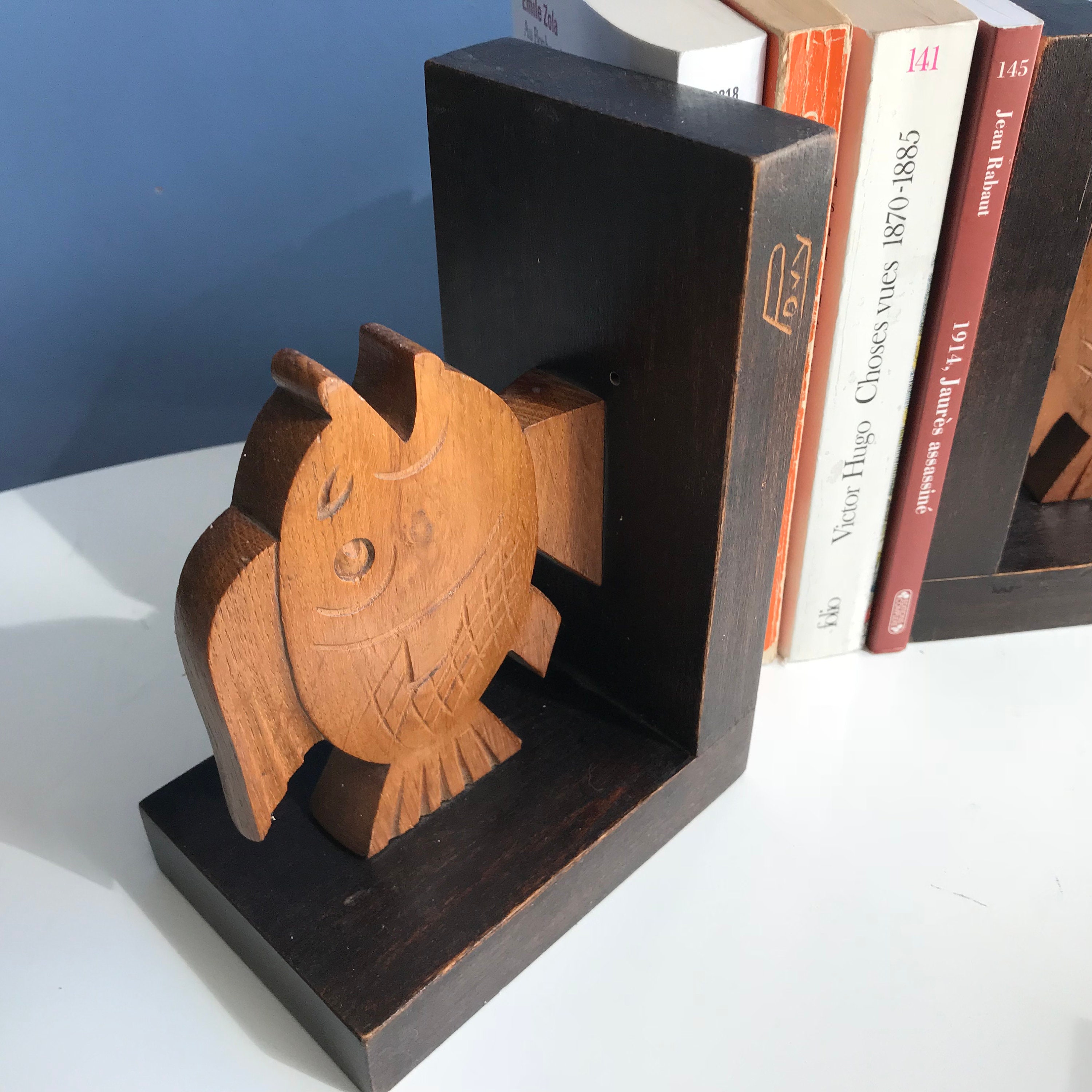 アールデコ魚ブックエンド金属 フィッシング釣り