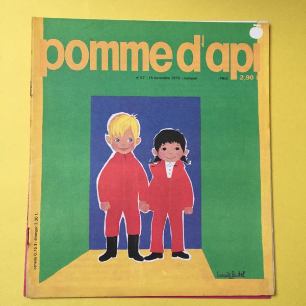 Pomme d'Api Magazine Cover 1970. French Kids Poster Print. NBrother and Sister.
