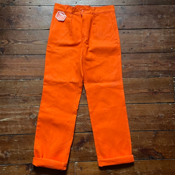 Cotton Workwear Rave pants .size Large 33/'/' 90s Orange Work Trousers Men Straight leg