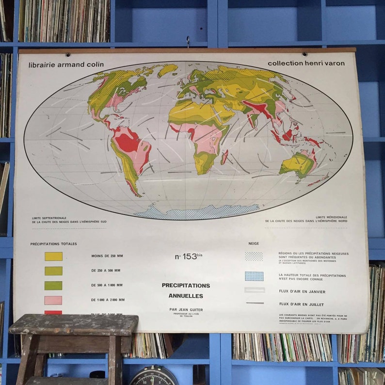 Large World Map. French School Poster by Armand Collin. - Etsy UK
