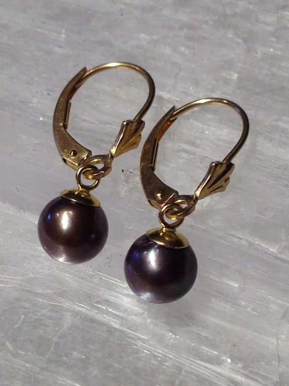 14kt Yellow Gold and Genuine Pearl Earrings 
