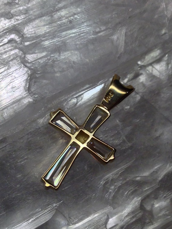14kt Yellow Gold and Genuine CZ Cross - image 5