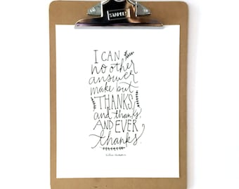 Thanksgiving Printable, Shakespeare quote, 8x10 printable
