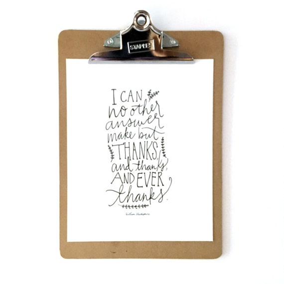 Thanksgiving Printable, Shakespeare quote, 8x10 printable