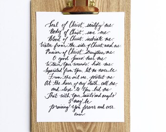 Anima Christi, 8x10 Printable Prayer, Digital print, Gifts for Her, Religious Gifts, Catholic Gift