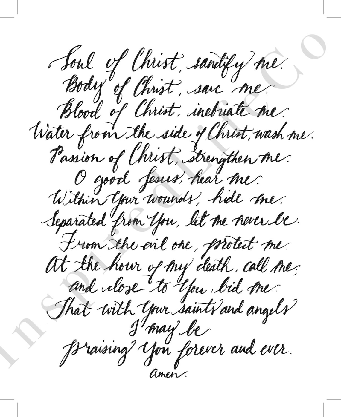 Anima Christi, 8x10 Printable Prayer, Digital Print, Gifts for Her