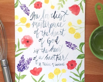 Mother's Day gift, St. Therese of Lisieux Quote Printable, Watercolor 8x10, Digital Item