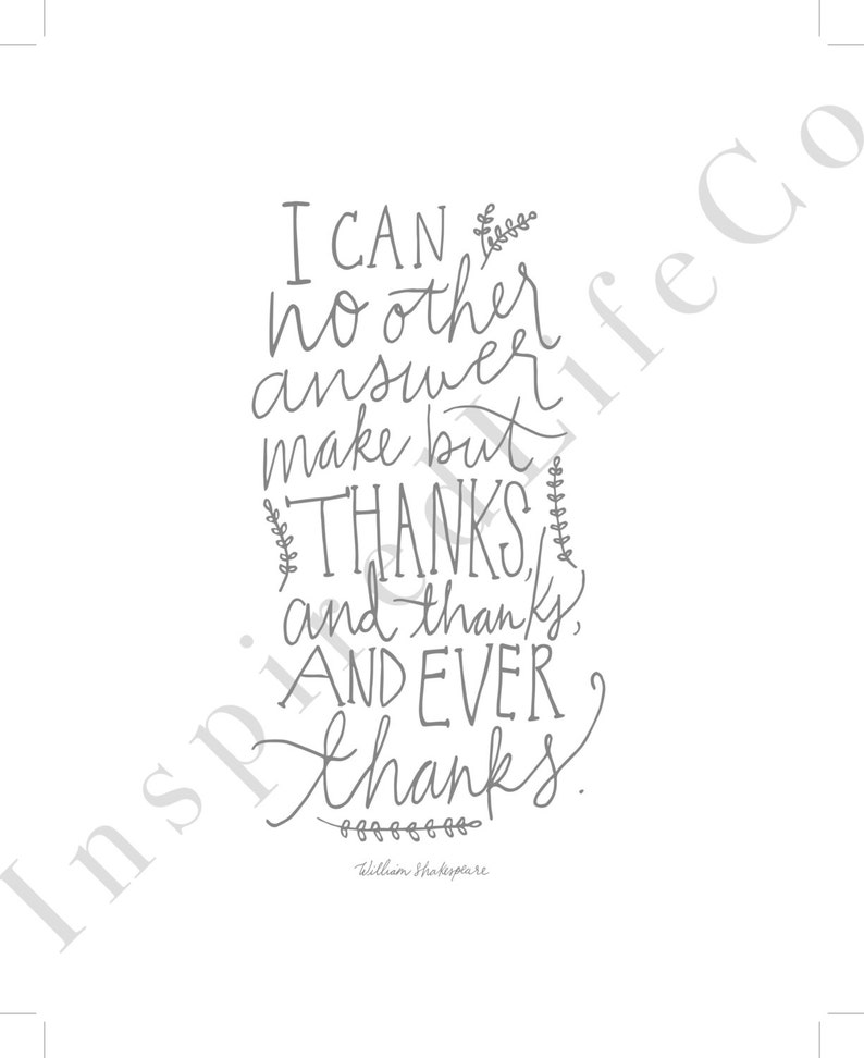 Thanksgiving Printable, Shakespeare quote, 8x10 printable image 2