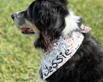 Custom dog bandana, Tie on dog bandana, Dog mom gift, Monogrammed dog scarf, Custom dog gift, Dog neck wear, Puppy bandana, Custom Dog Wear