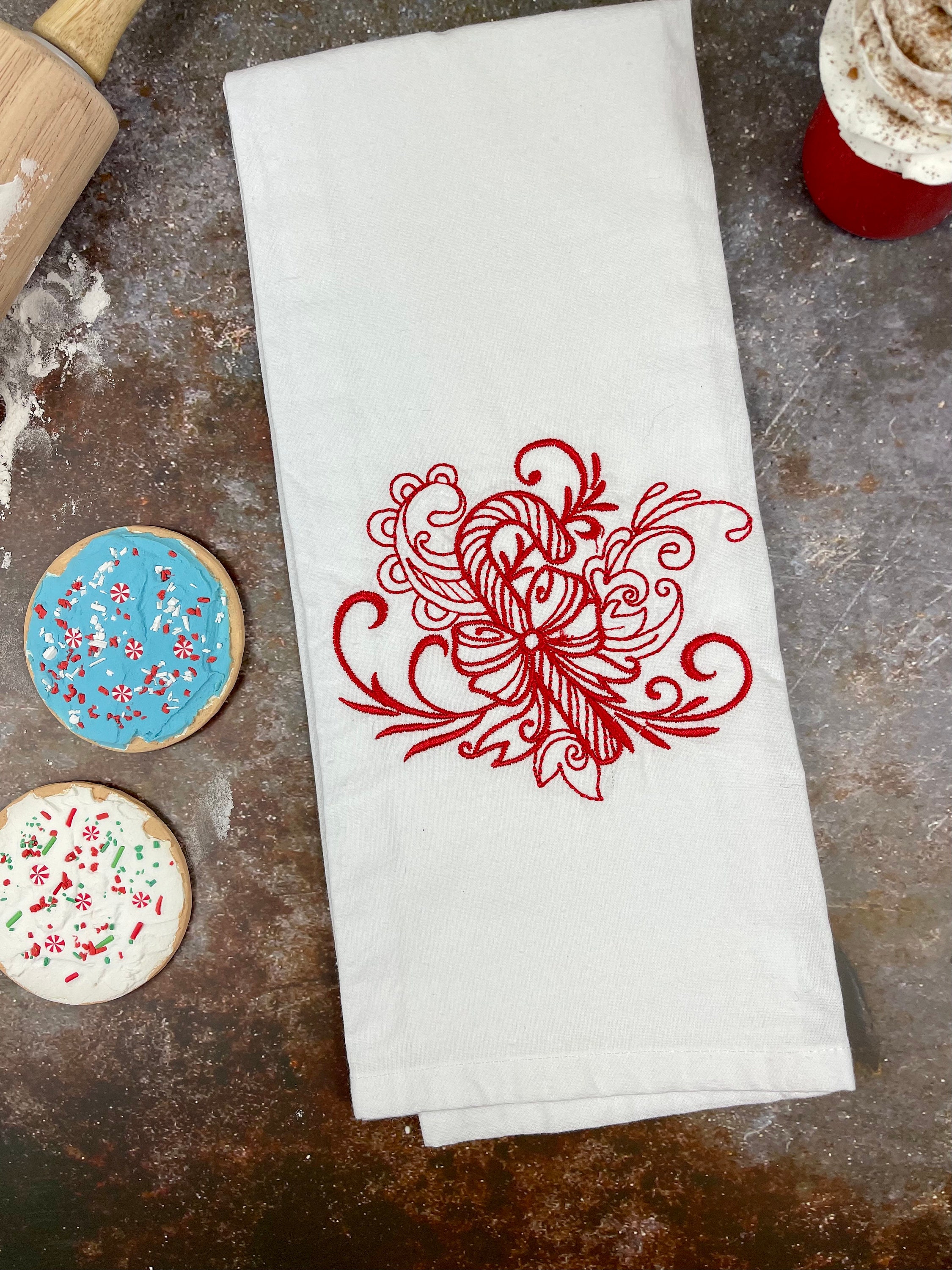 Candy Cane Hand Towel - Colorful, Printed Kitchen Tea Towel for Christmas  Gift – Sunny Day Designs