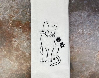 Cat gift, Cat kitchen towel, personalized embroidered cat towel, cat mom gift, cat kitchen decor, cat decor, cat lover gift