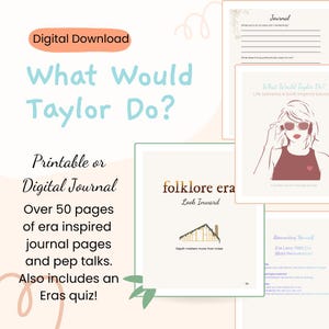 Vad skulle Taylor göra? | Era-inspirerad guidad dagbok | Utskrivbar och digital självreflektionsdagbok.