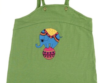 So Cute! Eco-Friendly and Soft Organic Cotton & Bamboo Baby Romper "Elephant on a Ball"