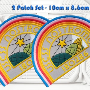 2 x ALIEN USCSS NOSTROMO Patch Set Vintage Style Ripley Crew Uniform Movie Accurate Embroidered Patch 4&quot; x 3.6&quot; New