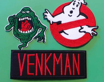 3 x Ghostbusters Patch Set Venkman Ghostbusters Logo and Slimer! Iron-on or Stitch Frozen Empire!