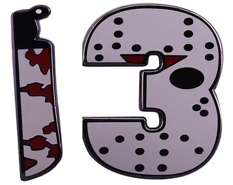 Jason Voorhees Mask & Machete Enamel Pin Set - Friday the 13th Horror Movie