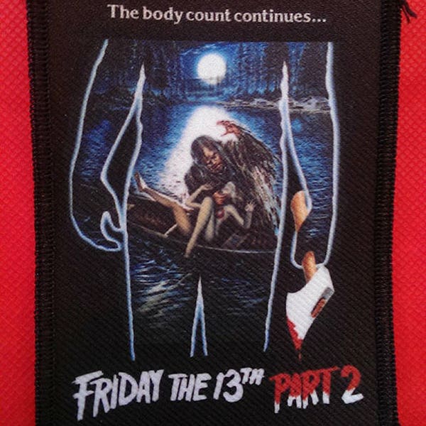 Friday the 13th Part 2 Horror Movie Poster Patch 4.5" x 3" Jason Vorhees Mask Camp Crystal Lake