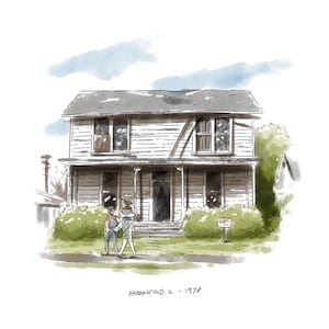 Halloween &quot;Haddonfield IL 1978&quot; Art Screenprint 8&quot; x 8&quot; Amazing! Michael Myers Laurie Strode Mask House
