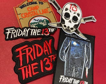 5 x Friday the 13th Embroidered & Woven Patches!! Jason Voorhees Mask Knives Logo Poster NEW SEALED