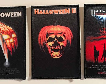 Halloween 3 x Classic Horror Movie Poster 4.5" x 3" Patch Set Michael Myers John Carpenter Horror Movies NEW