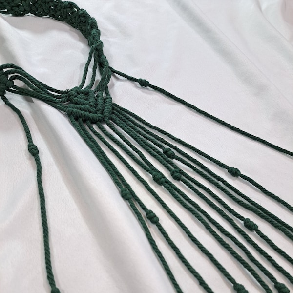 Emerald Green, Macrame Veil, Handmade Boho Gypsy Hippie Headband Hair Accessory Crown Fashion Beachwear Festival Bridal Wedding