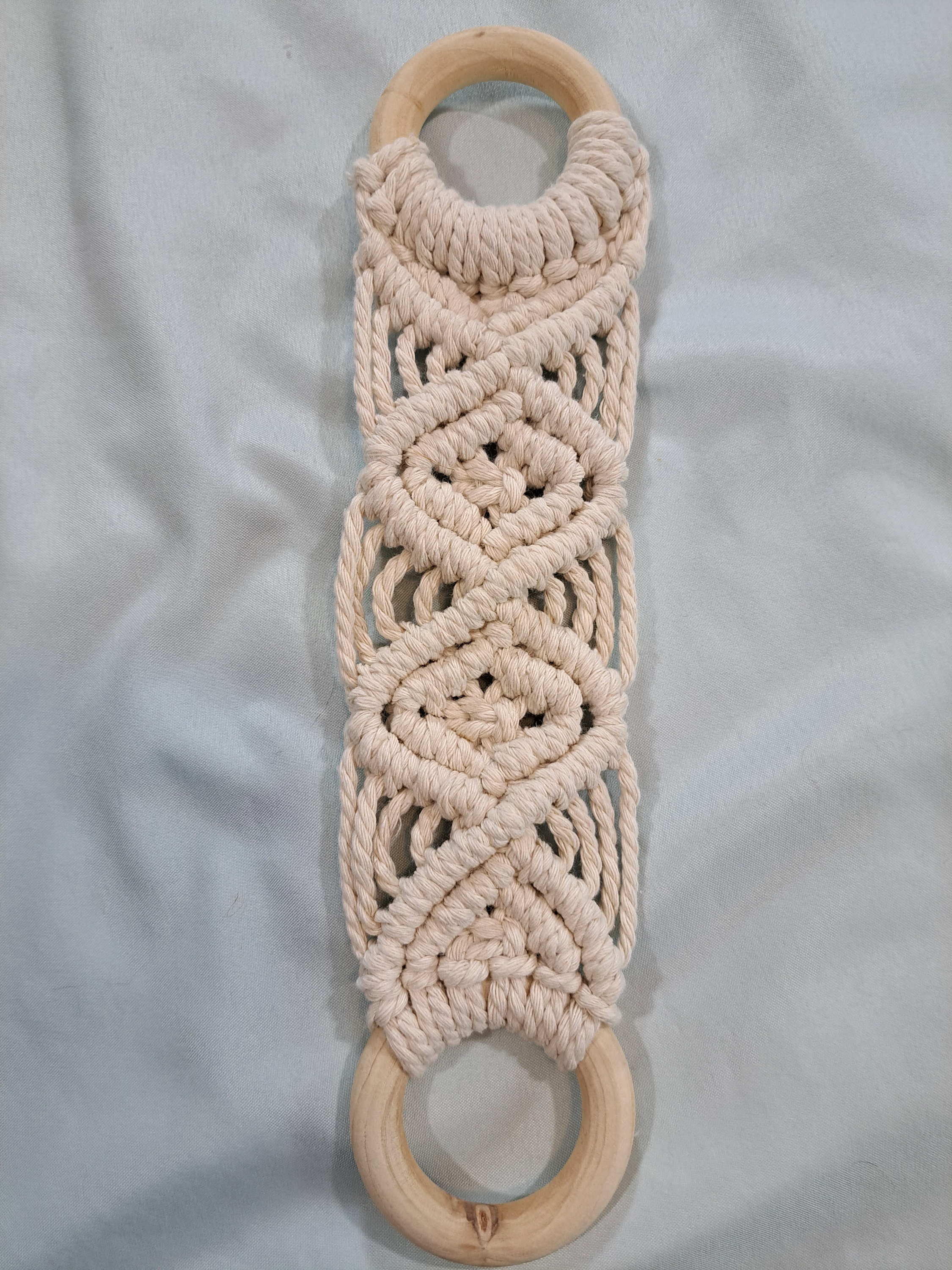 Natural Macrame Tea Towel Holder, Handmade, Kitchen Towel Hanger