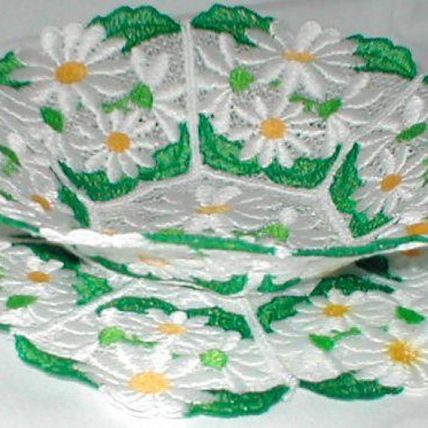 FSL Daisy Bowl and Doily - Machine Embroidery - 4x4 hoop