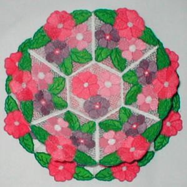 FSL Pretty Posies Bowl and Doily - Machine Embroidery - 4x4 hoop