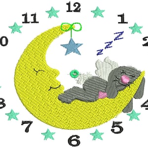 Nite Time Bunny Clock - Machine Embroidery - 5x7 hoop