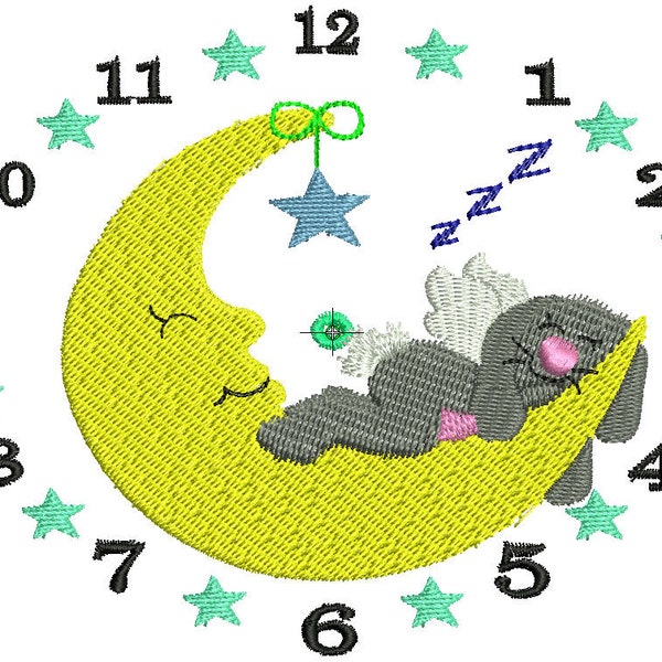 Nite Time Bunny Clock - Machine Embroidery - 5x7 hoop