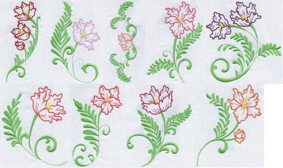 Paradise Flowers - Machine Embroidery - 4x4 Hoop AND 5x7 Hoop Paradise Flowers - Machine Embroidery - 4x4 Hoop AND 5x7 Hoop