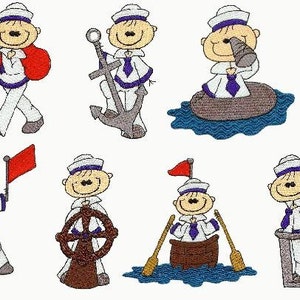 Sailor Sticks - Machine Embroidery - 4x4 hoop - Stick People Embroidery Designs