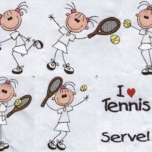 Girl Tennis Sticks with Sayings -Machine Embroidery - 4x4 hoop