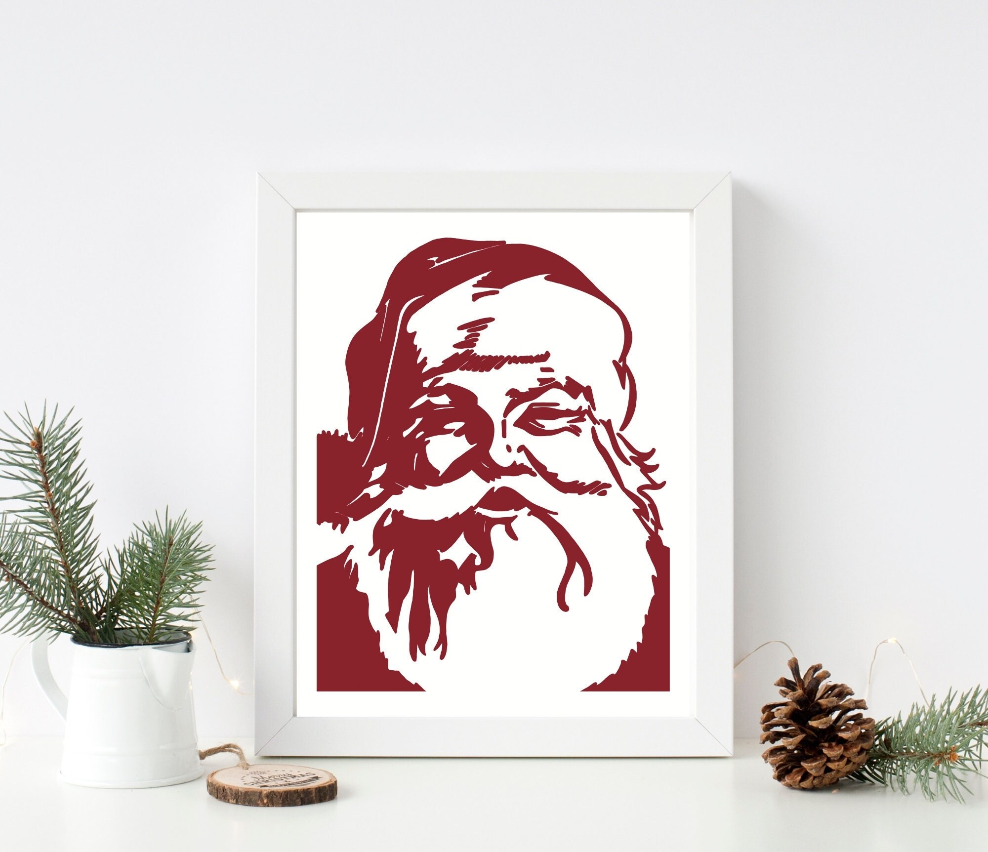 Santa Printable Wall Art Modern Print Minimalist Art. Wall Etsy