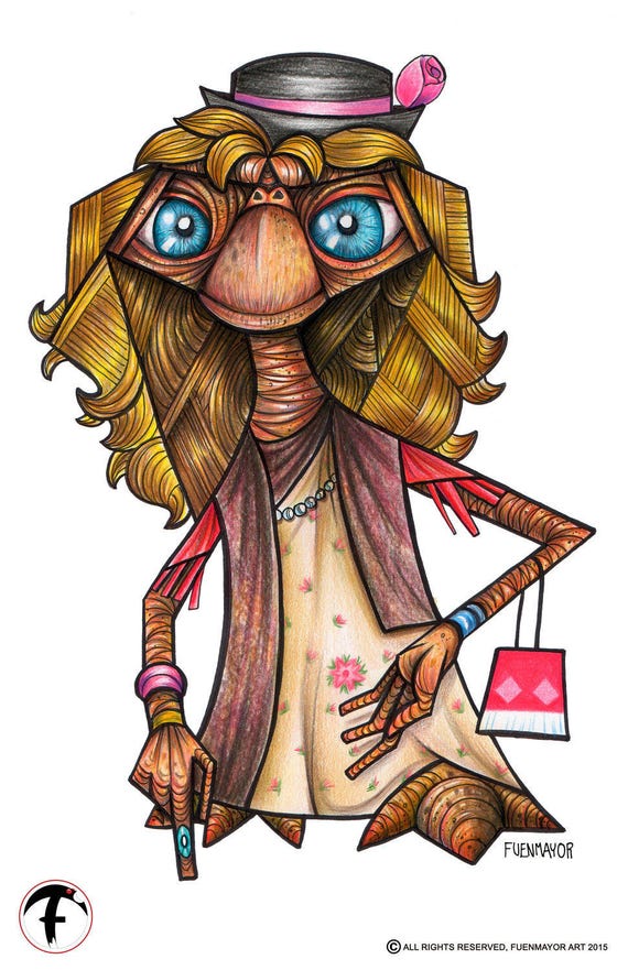 E T Cartoon Pop Surrealism Lowbrow Cubism Pop Art Etsy