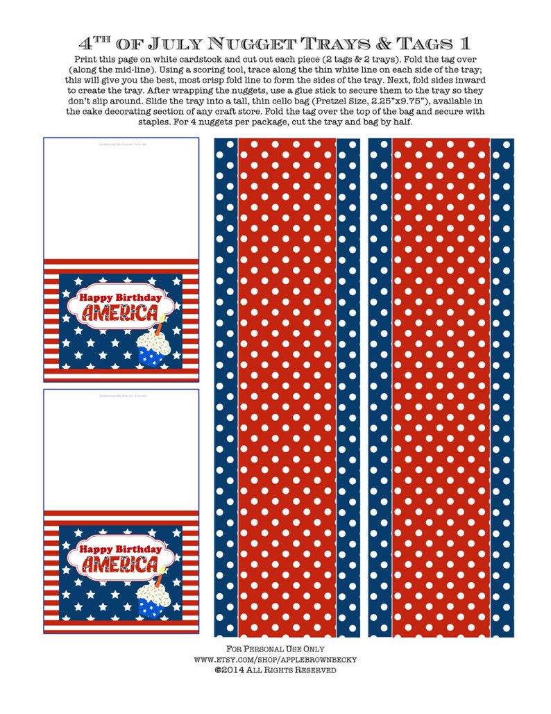 4th of July Independence Day Nugget Wrappers and Tags Etsy
