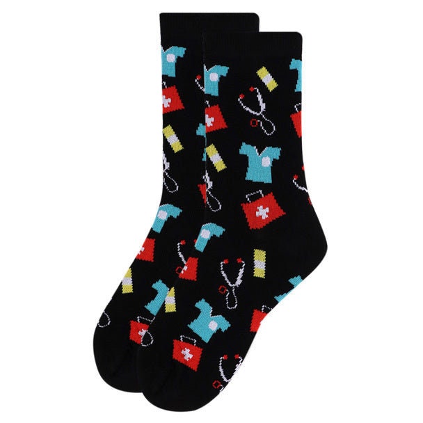 Women's Doctor Nurse EMT Healthcare Worker Crew Socks Hero Gift for Her