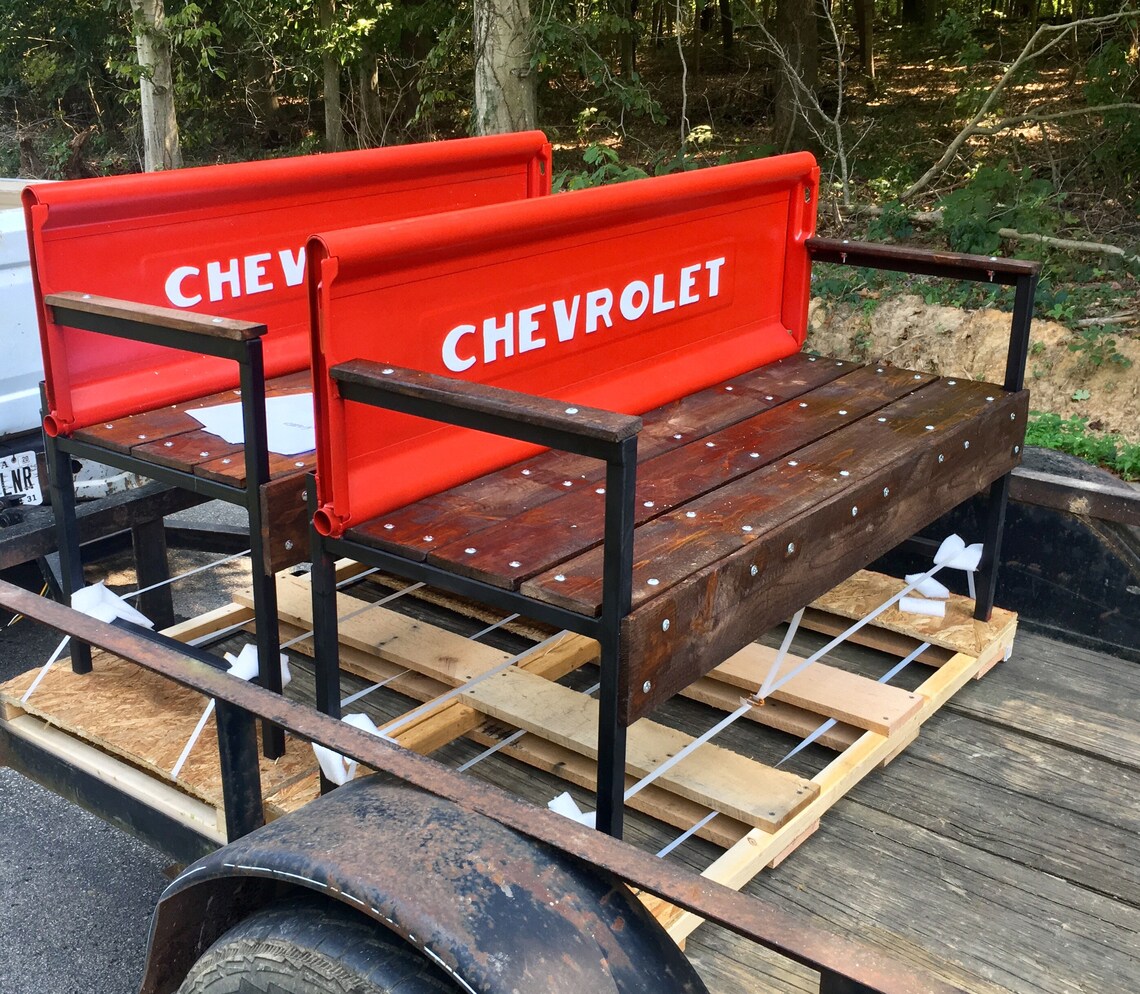 Rustic Vintage Chevrolet Tailgate Benches Etsy