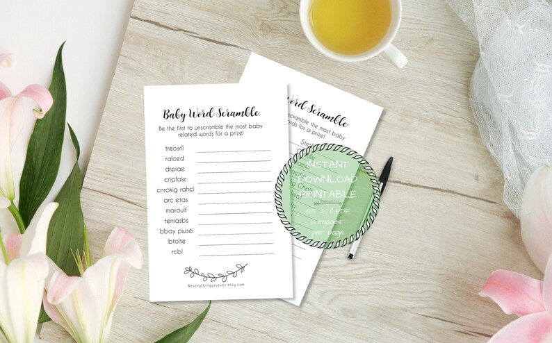 Printable Baby Word Scramble Baby Shower Game With Answer ...