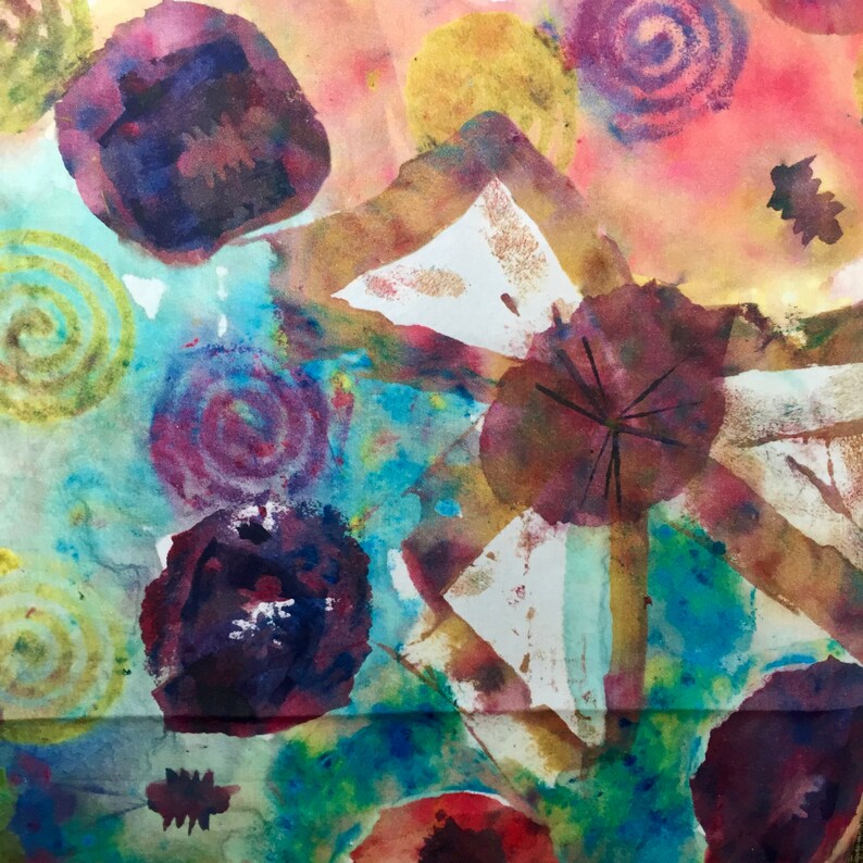 New Life in Multi PWDB007.multi Art Excursion Free Spirit Denise Burkitt Digitally Printed Modern Fabric