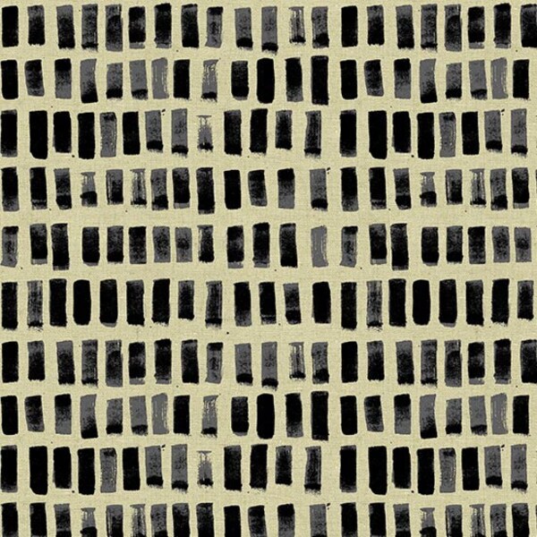 Brush Strokes in Night, Home by Sarah Golden for Andover Fabrics, Geometric Print in Black and Tan, Cotton Linen Blend, ALN-9172-K1