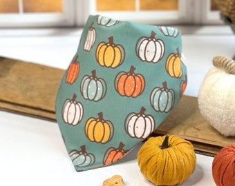 Cute Pumpkins and Fall Floral Dog Bandana - Perfect for Fall Family Photos, Autumn Reversible Design for 2 Looks in 1, New Dog Mom Gift